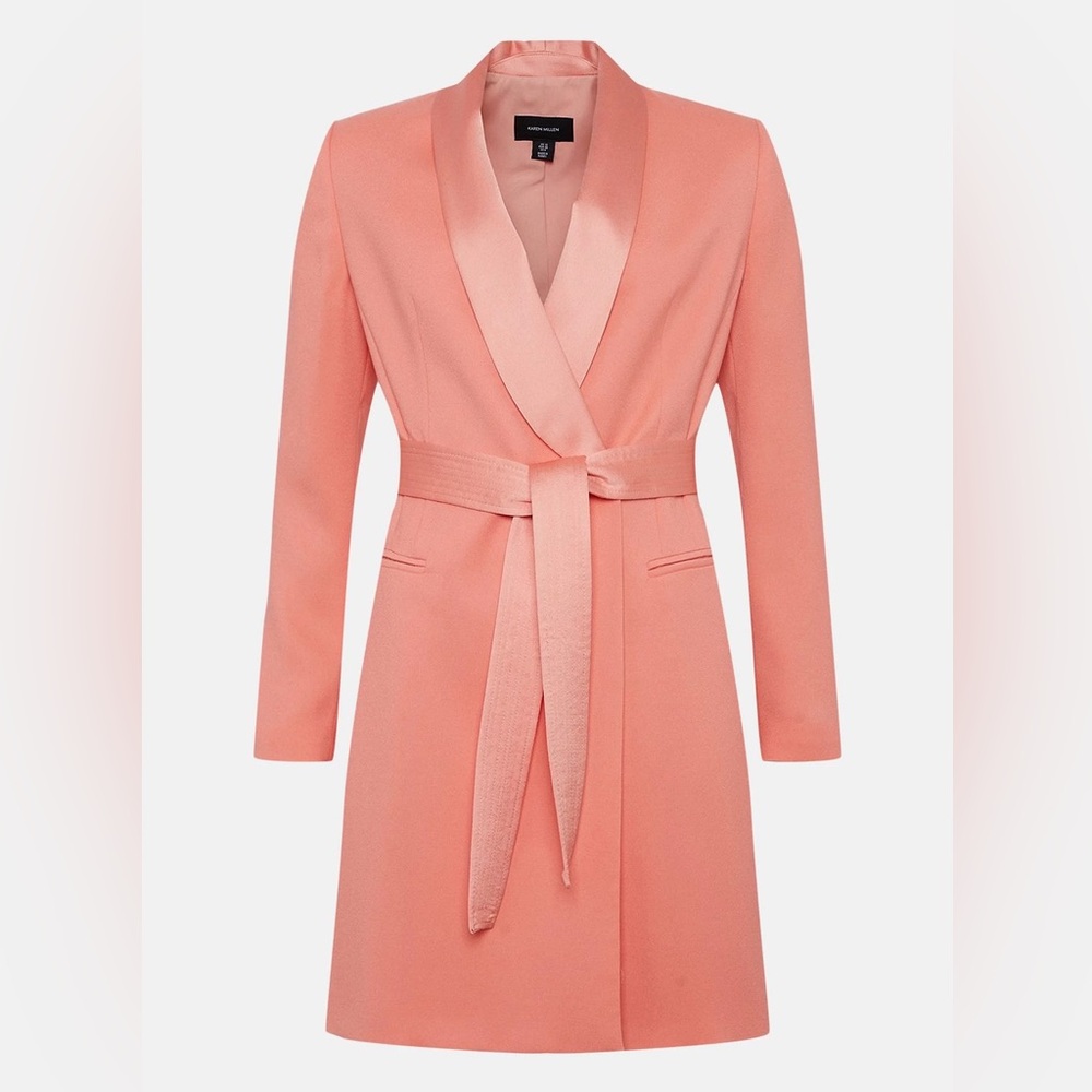 NWT Karen Millen Tailored Tuxedo Wrap Mini Dress. - Picture 3 of 12